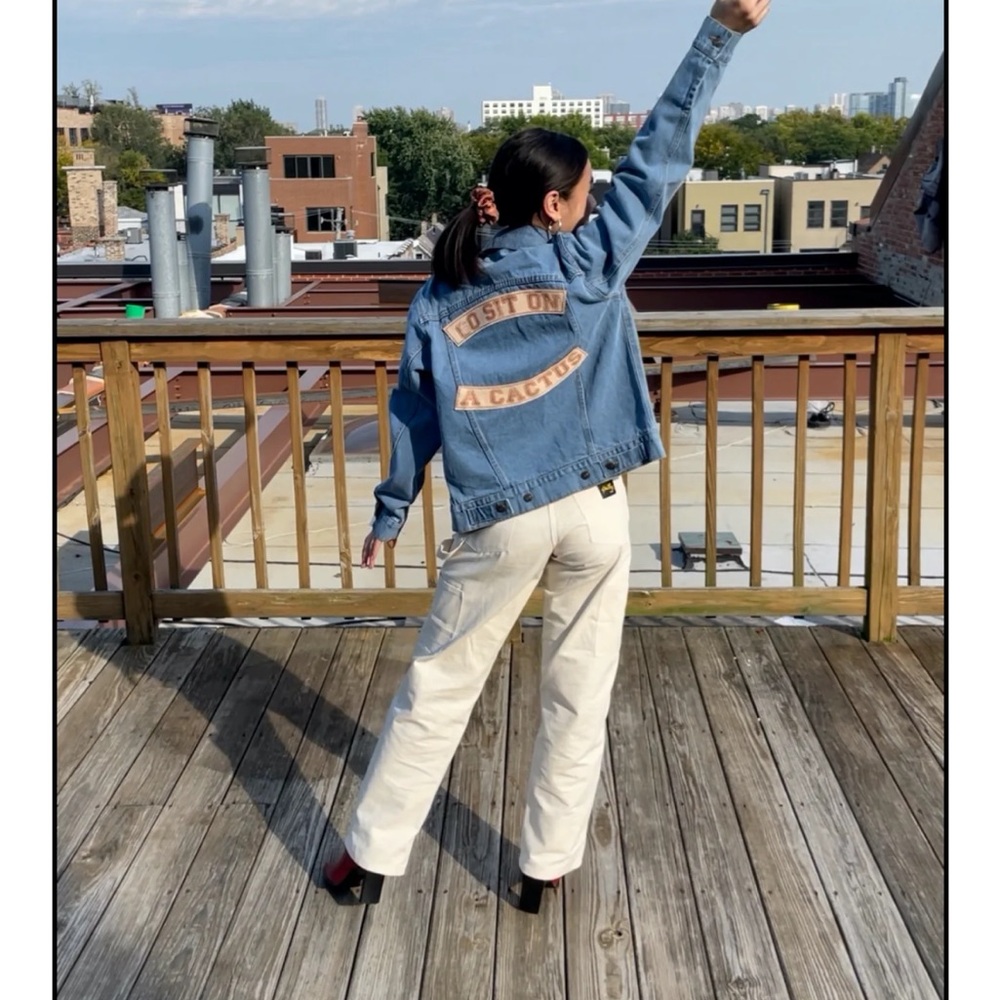 Understated Leather Denim Trucker Jacket